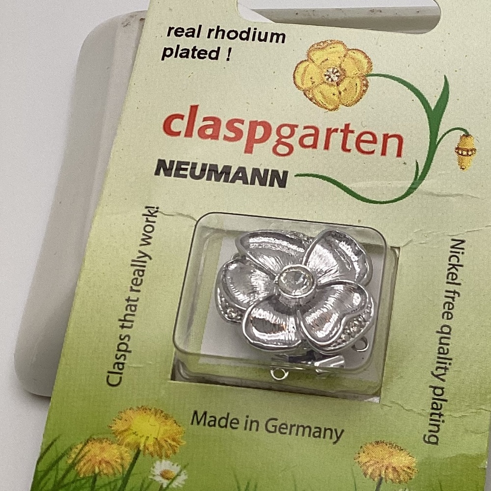 Clasp for jewelry making. 31mm 3 strand Claspgarten clasp rhodium plated silver